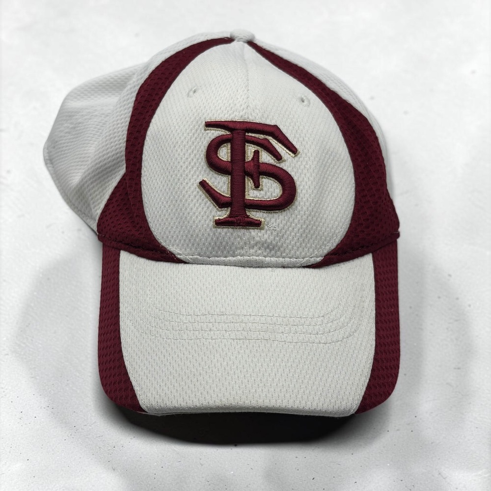Vintage Hat Nike M/L White Garnet FSU Seminoles Mesh Cap Fitted 3D Embroidered